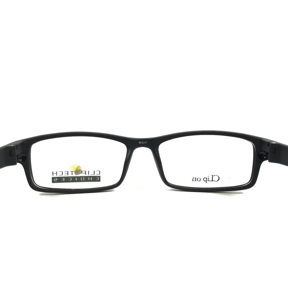Clip Tech Choices Eyeglasses Frames K3874 C2 Black Rectangle Full Rim 55-17-38
